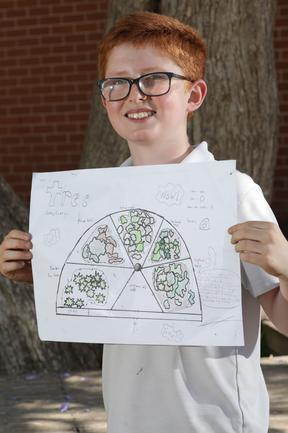 Rufus Adam, Year 6, Seaforth Public School with his design. Picture: Damian Shaw