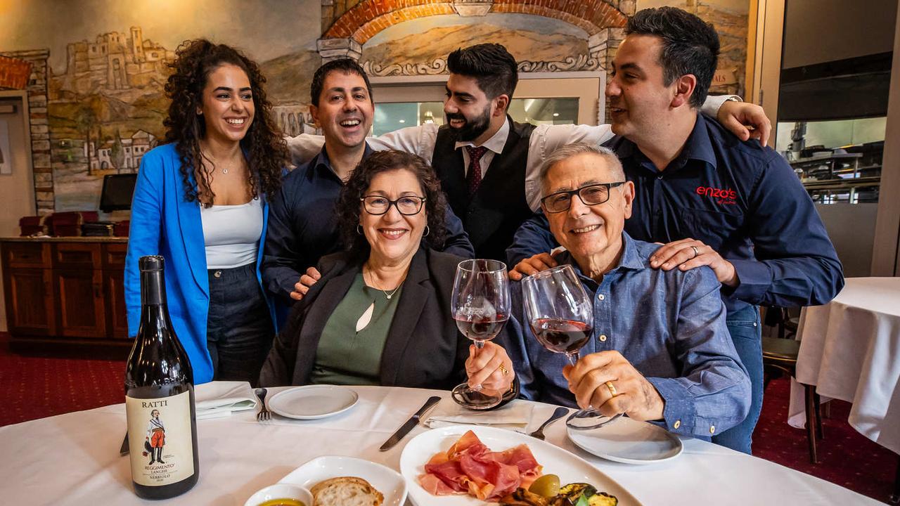 The Fazzari family closed their restaurant Enzo's on Port Road after 25 years this year. (Back) Natalie, Matt, Anthony and Alex. (Front) Teresa and Enzo Fazzari. Picture: Tom Huntley