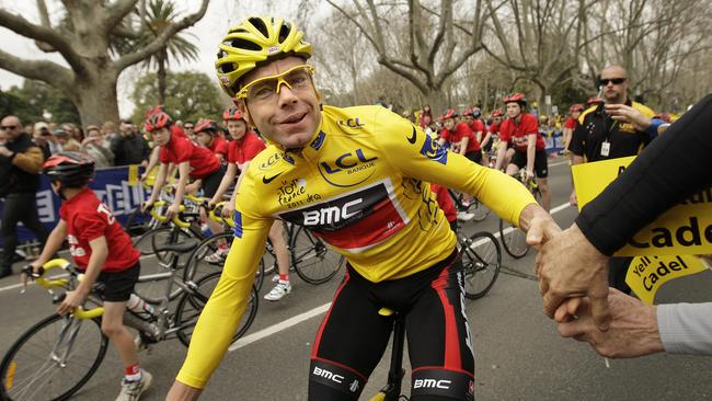 Cadel Evans became the first Australian to win the Tour de France in 2011. Picture: Nicole Cleary