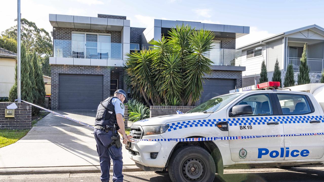 Police pictured outside the Panania home, where the shooting occurred. Picture: NewsWire / Monique Harmer.