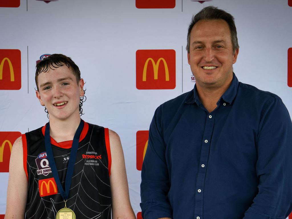 Jedd Starkie of Jimboomba Redbacks won the best on ground award for the Under 13 Mixed Div 5 in the SEQJ competition. Picture: Supplied