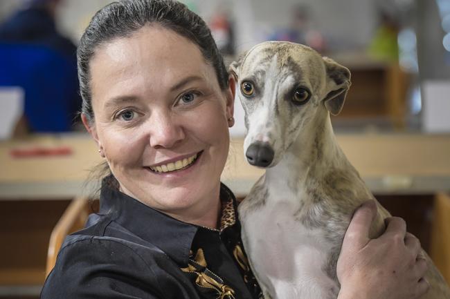 Hayley Gaskell with her whippet Tui. Picture: Roy VanDerVegt