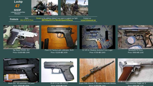 Screenshots of the handguns ANU researchers found listed for sale on the dark web. Picture: supplied ANU