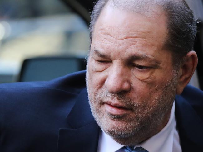 NEW YORK, NEW YORK - FEBRUARY 24: Harvey Weinstein enters a Manhattan court house as a jury continues with deliberations in his trial on February 24, 2020 in New York City. On Friday the judge asked the jury to keep deliberating after they announced that they are deadlocked on the charges of predatory sexual assault. Weinstein, a movie producer whose alleged sexual misconduct helped spark the #MeToo movement, pleaded not-guilty on five counts of rape and sexual assault against two unnamed women and faces a possible life sentence in prison. (Photo by Spencer Platt/Getty Images)