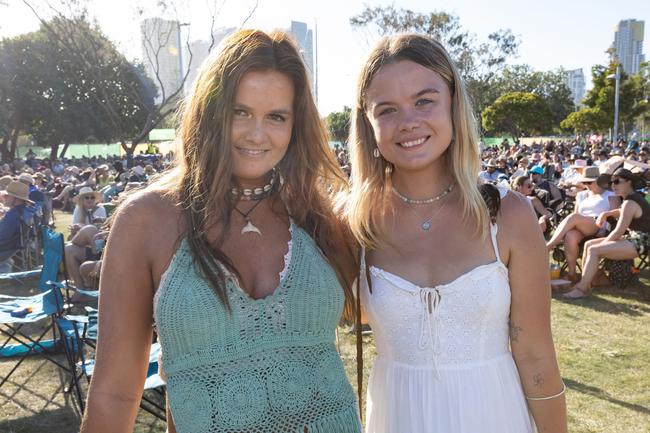 <p>Chloe Blount and Holly Sheldrick at Summer Salt Festival at Broadwater Parklands Sunday 12th of February. Picture: Celeste Humphrey</p>