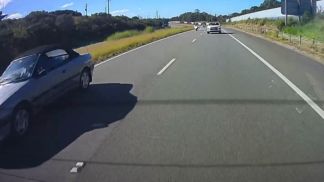 An image from dashcam showing the high speed chase north of Coffs Harbour on Saturday afternoon.