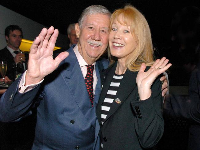 Reg Grundy and wife Joy Chambers at Powerhouse Museum in Sydney for opening of 'On The Box' exhibition.