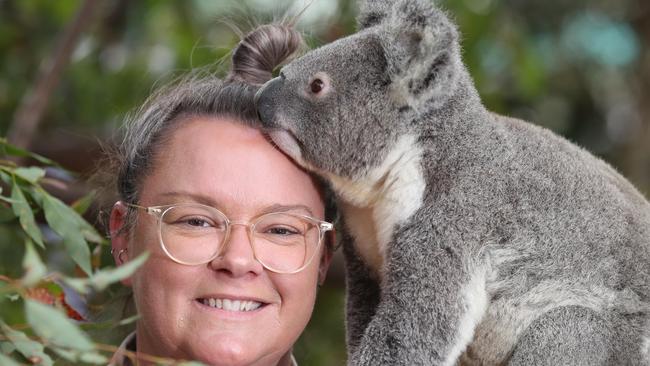 Women of the Year Nominee, Sarah Eccleston, has been at the forefront of Koala research and conservation at Currumbin Wildlife Sanctuary, for almost 25 years. Sarah with one of the koalas at the Sanctuary.  Picture Glenn Hampson