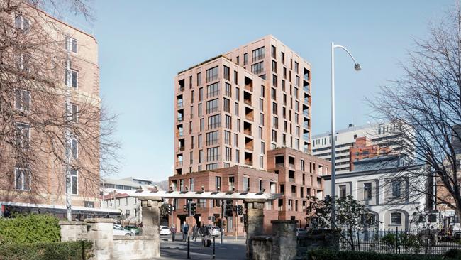An artist’s impression of the proposed Welcome Stranger development, as seen from St David’s Park.