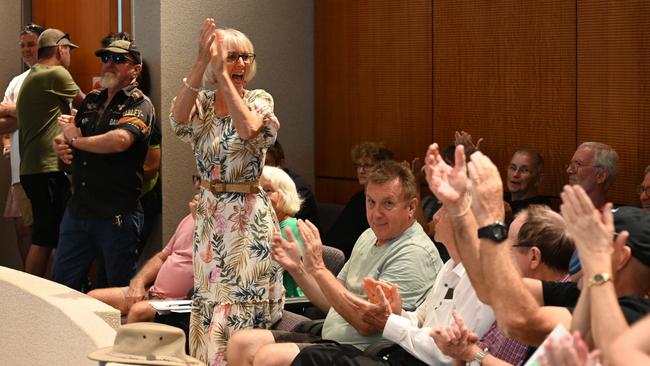 Mooroobool resident Frankie Hogan celebrates the council's unanimous vote after organising a 5000-signature petition. Picture: Isaac McCarthy