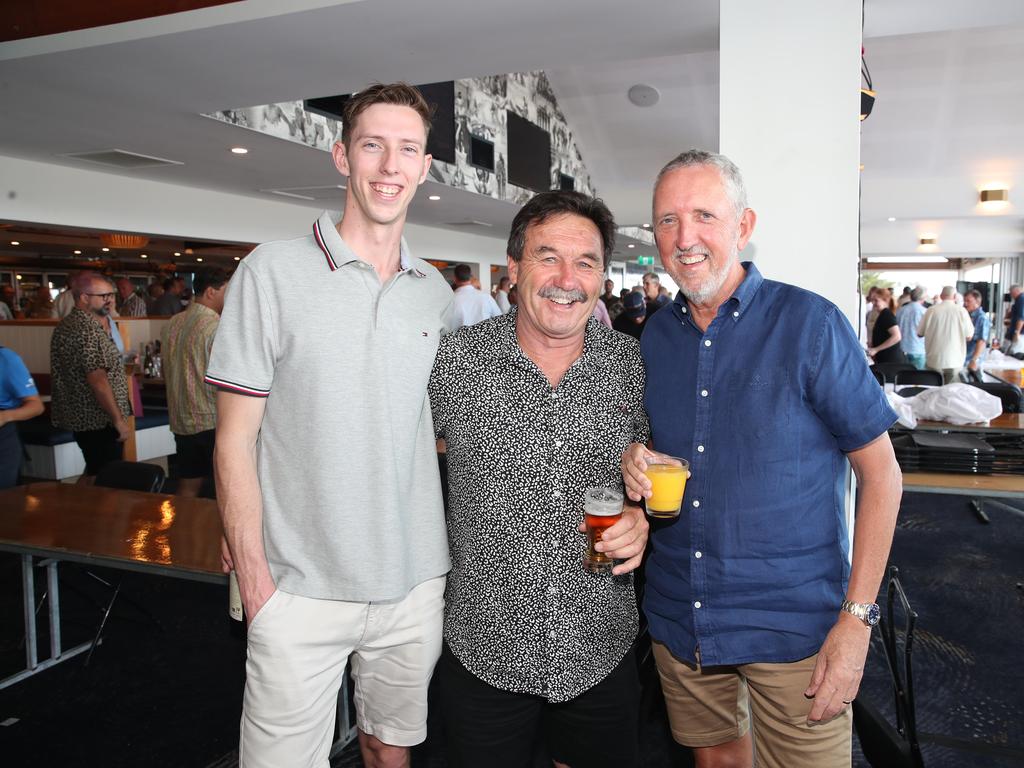 James Tighe, John Misuraca and Peter Tighe at the BMD Northcliffe SLSC Sportsman’s Luncheon. Picture: Glenn Hampson.