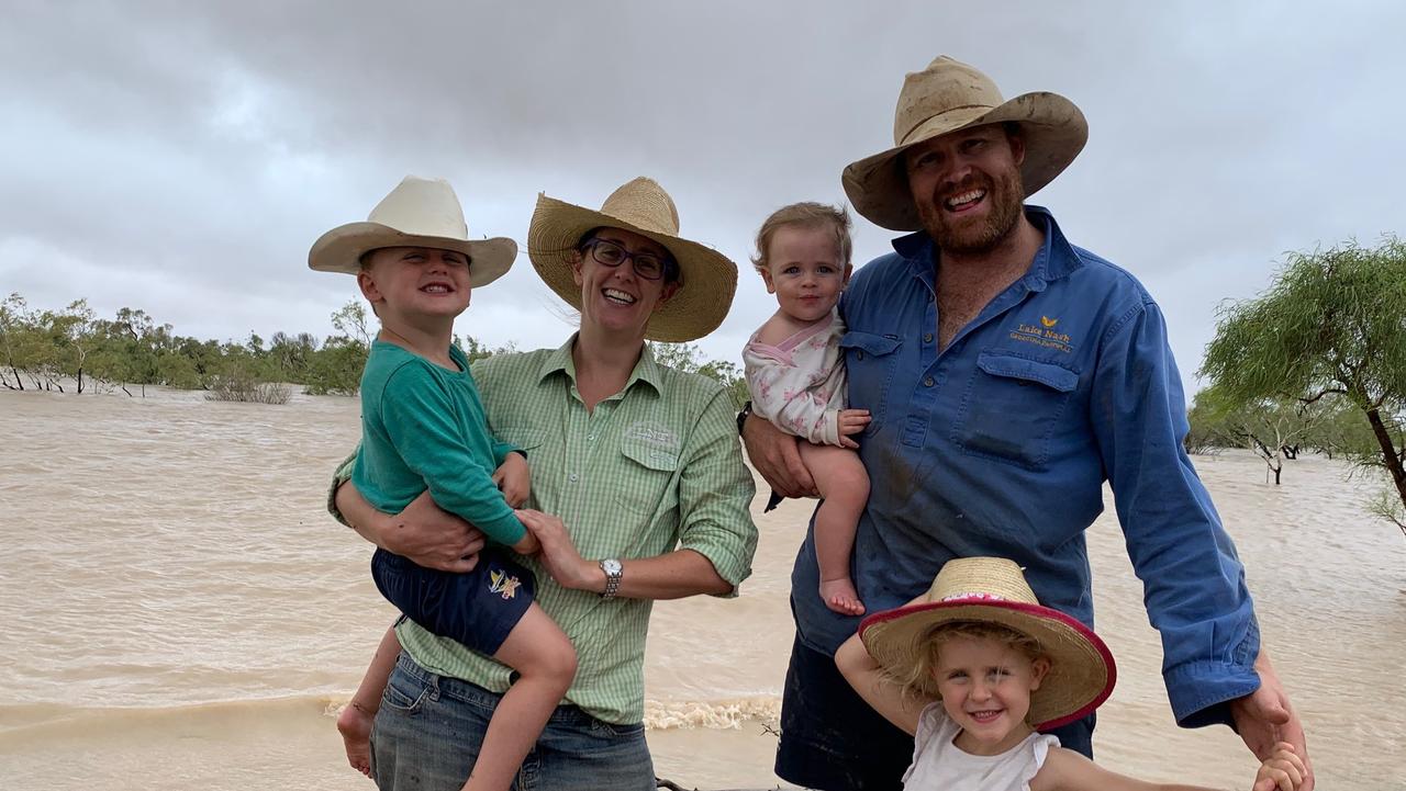 Erin and Natalie Gibson with children Mitchell, 3, Charlotte, nine months, and Ella, 5. Picture: Erin Gibson