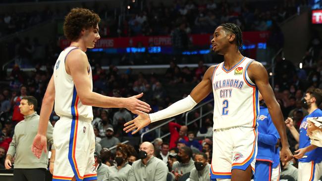 Giddey (L) and Gilgeous-Alexander (R) make a good team. Picture: Zach Beeker / NBAE via Getty Images