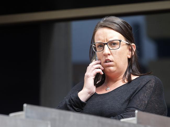 Melissa Oates outside the Hobart Magistrates Court in January this year, before she was taken into custody.