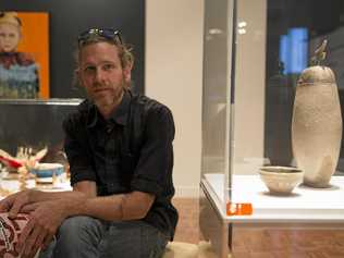 PRIZE WINNER: Agnes Water artist Tobias De Maine with his Bayton Award winning piece Death and Devotion: urn with bowl. Picture: Rockhampton Art Gallery