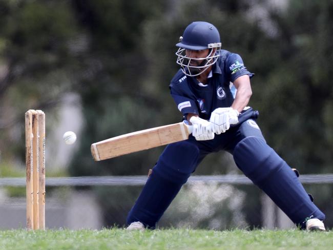 Santa Abeyruwan attempts a cut shot. Picture: Mark Dadswell