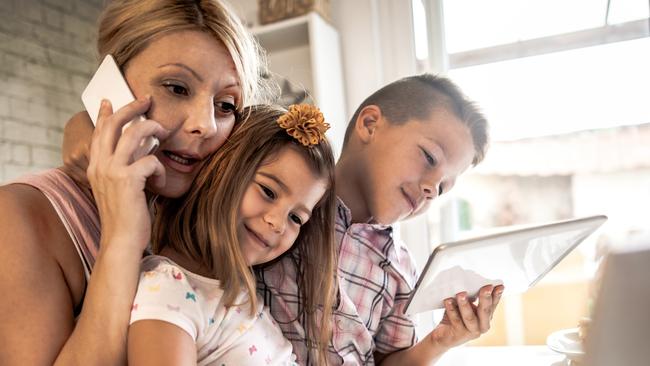 Aussie kids are usually on a mobile device while on the move, a new Galaxy poll has revealed. Picture: iStock