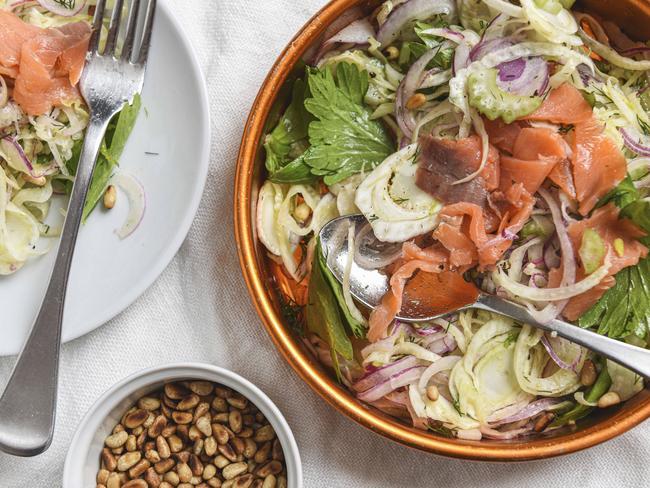 Side salad or main: Fennel salad with smoked trout. Picture: Dannika Bonser