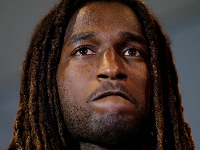 Online out. Australian Out. West Coast Eagles ruckman Nic Naitanui fronts the media after his AFL tribunal appearance.PICTURE NIC ELLIS   THE WEST AUSTRALIAN