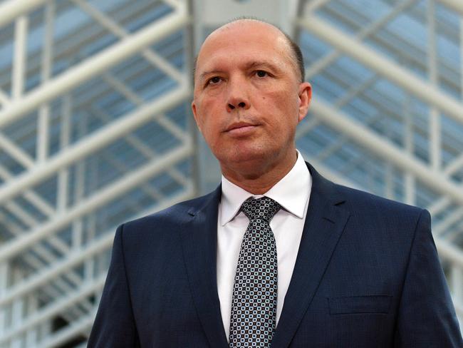 Minister for Home Affairs Peter Dutton at a press conference at Parliament House in Canberra, Thursday, March 1, 2018. (AAP Image/Mick Tsikas) NO ARCHIVING