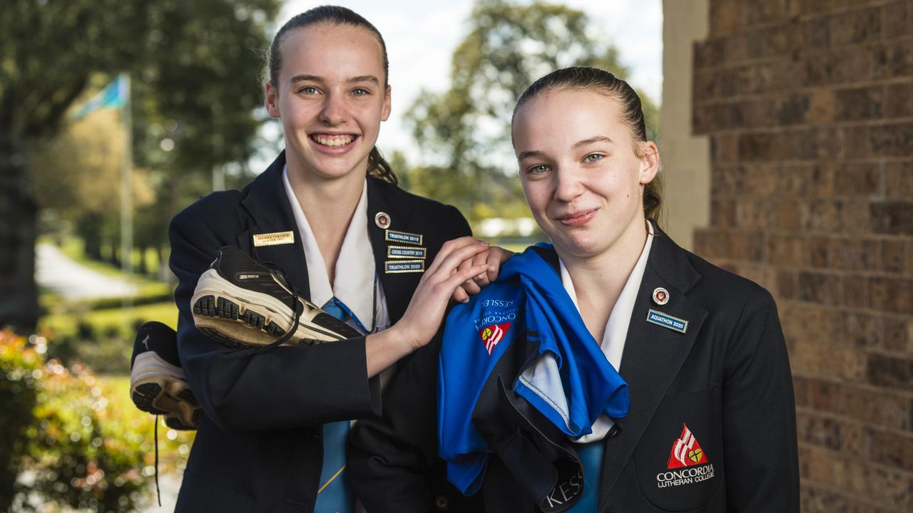 Concordia Lutheran College students Chloe (left) and Ellie Denning for Bright Futures feature. Picture: Kevin Farmer