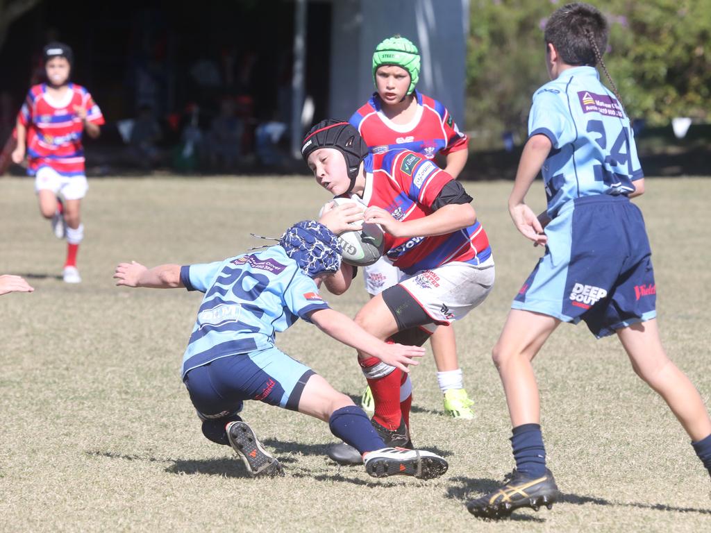 GCDRU juniors. Helensvale Hogs vs. Bond Pirates U 12's. 14 July 2024 Miami Picture by Richard Gosling