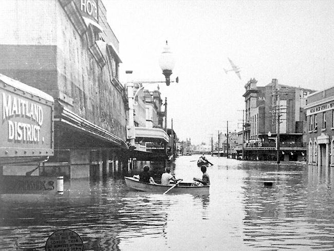 Flooded main street of Maitland during February 1955.