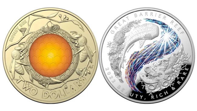 These two coins were recently recognised at the Coin of the Year awards. Picture: Royal Australian Mint.