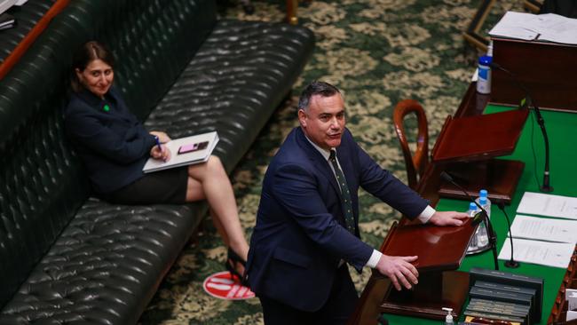 NSW Premier Gladys Berejiklian and John Barilaro during Question Time in the NSW parliament. Picture: Justin Lloyd.