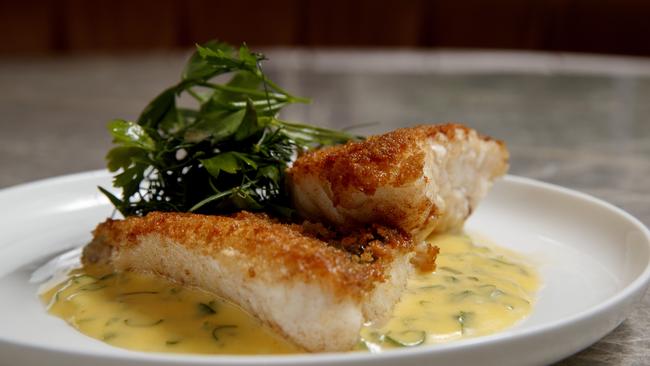 The crumbed fish at Farmer’s Daughters in Melbourne. Picture: David Geraghty