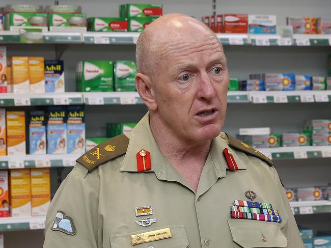 CANBERRA, AUSTRALIANewsWire Photos DECEMBER 14, 2021: The Coordinator General of Operation COVID Shield, Lieutenant General John Frewen received his COVID-19 vaccination booster dose at a local Canberra Pharmacy.Picture: NCA NewsWire / Gary Ramage