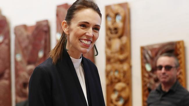 Jacinda Ardern at Te Puia New Zealand Mori Arts and Crafts Institute in Rotorua. Picture: Getty Images.