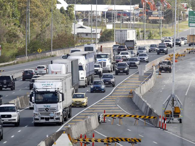 Traffic and roadworks pictured on the Bruce Highway between Caboolture and Elimbah, Brisbane 20th December 2022.  (Image/Josh Woning)