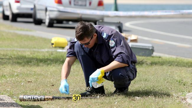 Police at a crime scene.