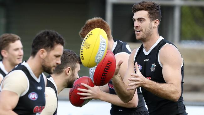 Scott Lycett at Port Adelaide training ahead of his return to the senior side. Picture SARAH REED