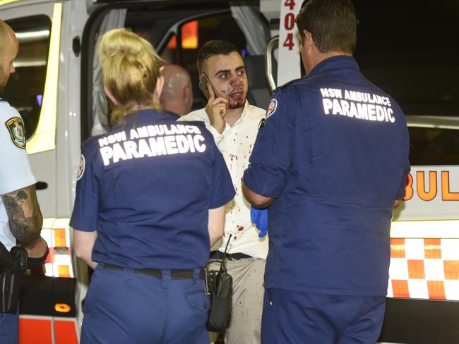 Two men received facial injuries during the fight. Picture: Gordon McComiskie