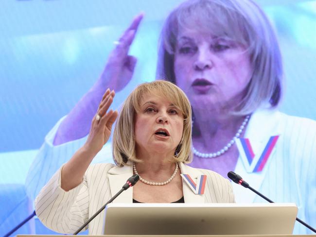 Russia's Central Electoral Commission (CEC) head Ella Pamfilova speaks at the opening of the CEC Information Centre in the run-up for the presidential election in Moscow. Picture: AFP