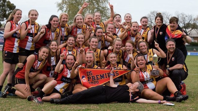 Goodwood Saints after winning the 2020 women's division five grand final. Picture: Dee Shepard