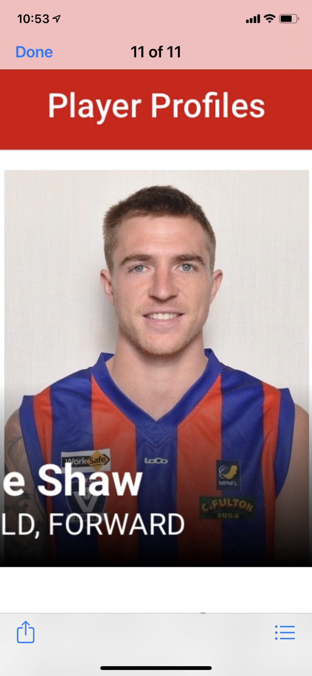 MPNFL 2021 Rye player Brodie Shaw taken to hospital with neck