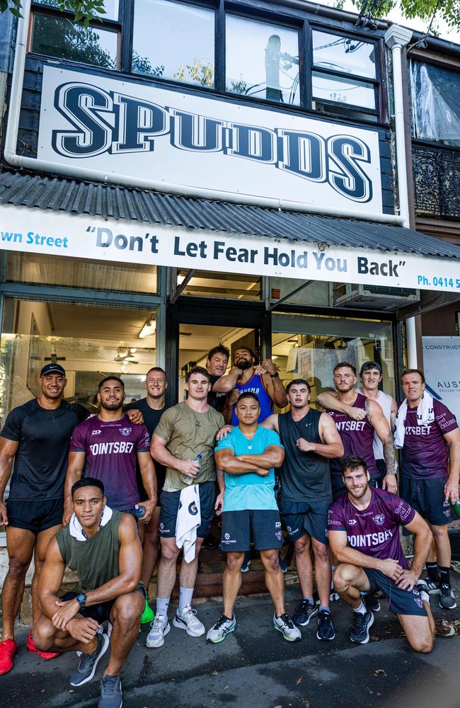 From left: Taniela Paseka, Viliami Fifita, James Uesele, Sean Keppie, Ethan Bullemor, Mark ‘Spudd’ Carroll, Toff Sipley, Gordon Cham Kum Tong, Zac Fulton, Austin Dias, Jacob Sykes, Ben Condon, Jake Trbojevic.