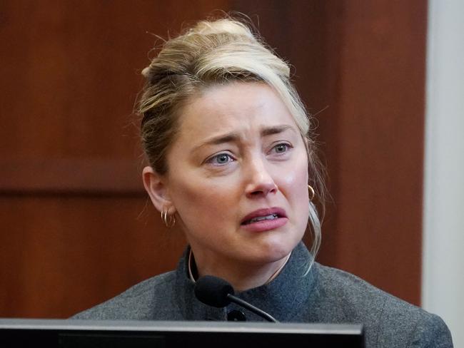 Actor Amber Heard testifies in the courtroom at the Fairfax County Circuit Courthouse on Tuesday. Picture: Steve Helber / POOL / AFP