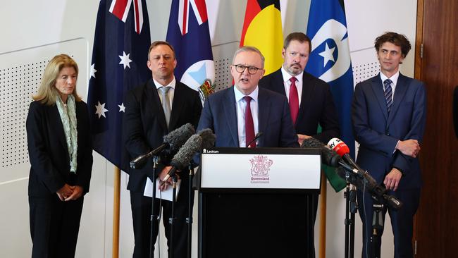 Prime Minister Anthony Albanese during a press conference in Brisbane. Picture: NCA NewsWire/Tertius Pickard