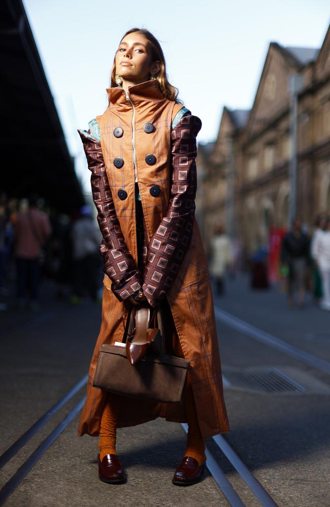 Poppy-Coco Embi Fava at Australian Fashion Week 2025 at Carriageworks in Everleigh. Picture: Jonathan Ng