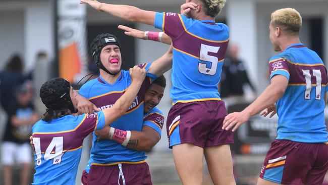 Ryder Williams celebrates try. Picture: Evan Morgan