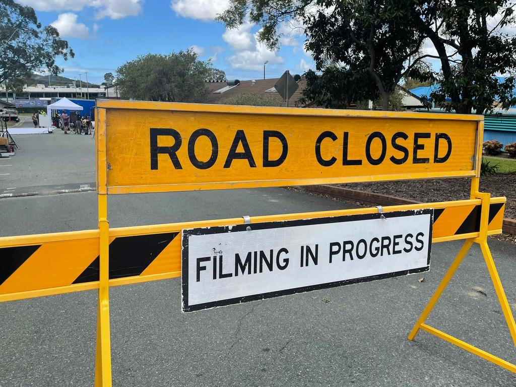 A set of Netflix series Boy Swallows Universe underway in Beenleigh on Monday. Photo: Facebook