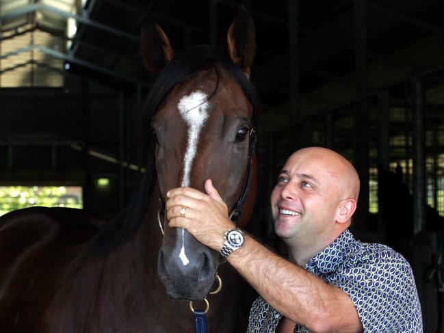 Flower with Golden Slipper favourite Snitzel in 2005. Picture: James Croucher