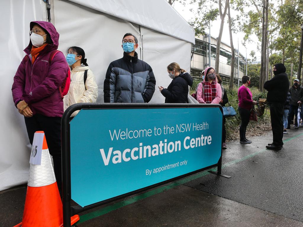 The Olympic Park Vaccination Hub attracted huge crowds on Tuesday. Picture: NCA NewsWire / Gaye Gerard