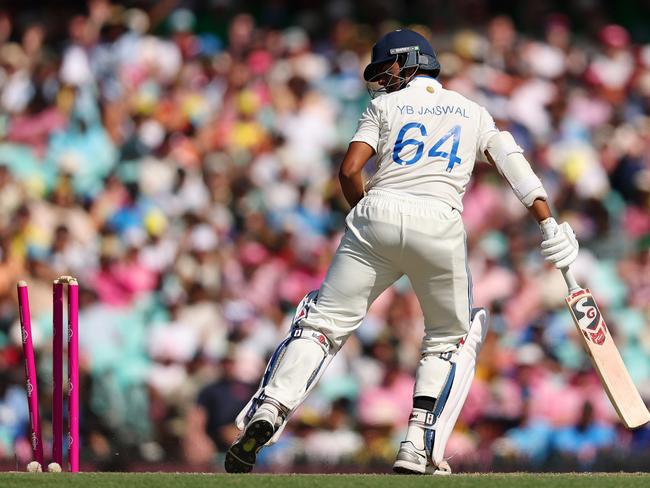 Yashasvi Jaiswal was helpless in preventing being bowled by a Boland delivery Picture: Getty Images