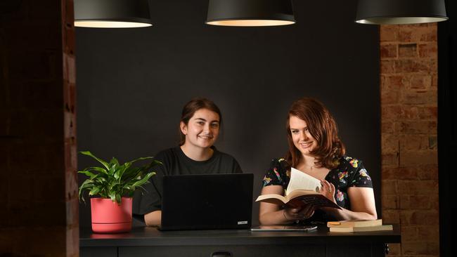 Youth Inc students Brianna Williamson, 20, and Naomi Sieben, 20, at Youth Inc on Hindley Street. Picture: Tricia Watkinson