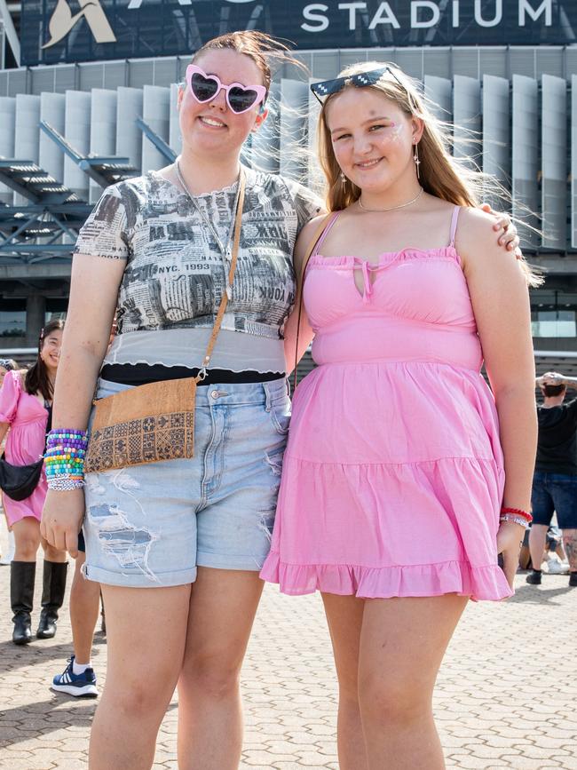 SYDNEY, AUSTRALIA - Daily Telegraph Photos February 26, 2024: Victoria and Ava at Taylor Swift's The Eras Tour concert held at Accor Stadium in Sydney. Picture: Christian Gilles